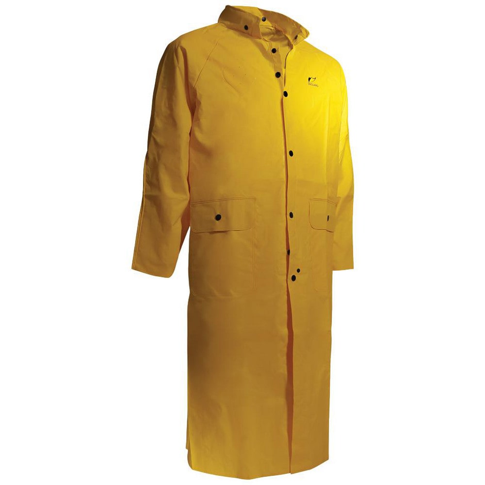 Rain Coat: Size Large, ASTM D6413, Yellow, PVC & Nylon