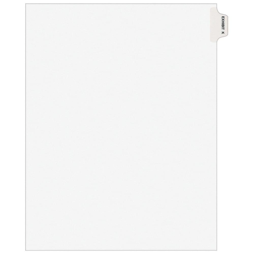 11 x 8 1/2" Exhibit K Label, 1 Tabs, Unpunched, Preprinted Tab Dividers