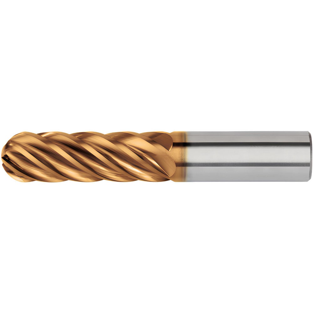 Ball End Mill: 3/4" Dia, 2" LOC, 6 Flute, Solid Carbide