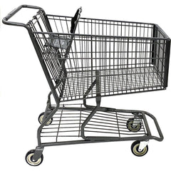 Shopping Cart Utility Cart: 41-53/100" Long, 22-29/32" Wide, Metal, 270.000 lb Capacity, Gray