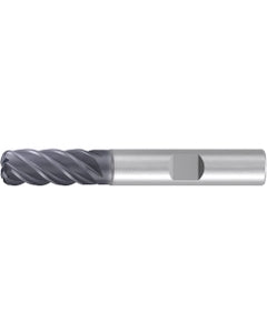 Corner Radius End Mill; 5/8″ Dia. × 1-1/4″ LOC × 5/8″ Shank Dia. × 3-1/2″ OAL ; 5 FL ; Carbide ; AlCr ; 0.03″ R
