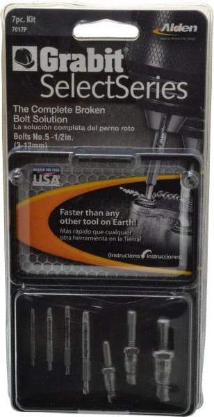 Alden - 7 Piece Screw Extractor/Drill Set - 17/64" Drive - Industrial Tool & Supply
