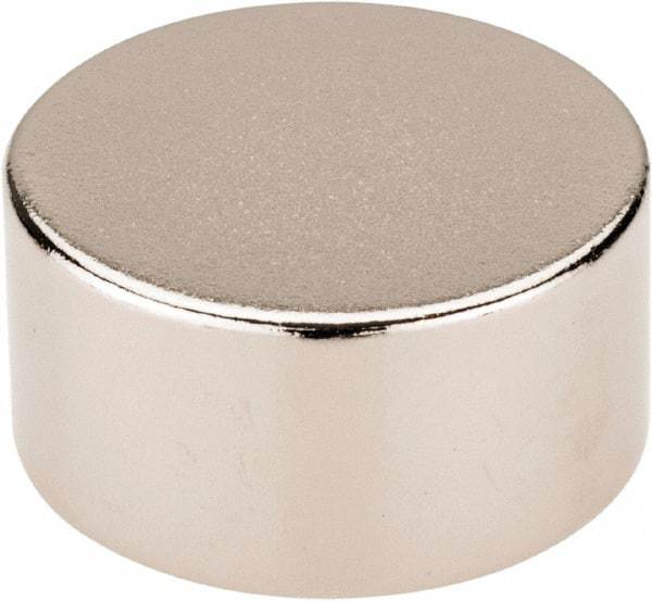 Mag-Mate - 3/4" Diam x 3/8" High Neodymium Rare Earth Magnet - 13.5 Lb Max Capacity, 200°F Max, Nickel Plated - Industrial Tool & Supply