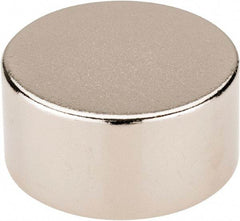 Mag-Mate - 3/4" Diam x 3/8" High Neodymium Rare Earth Magnet - 13.5 Lb Max Capacity, 200°F Max, Nickel Plated - Industrial Tool & Supply