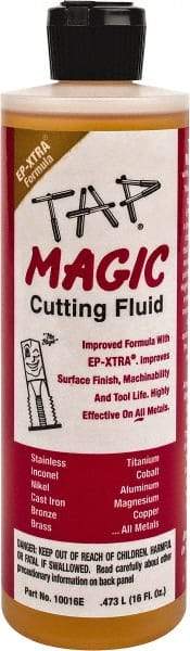 Tap Magic - Tap Magic EP-Xtra, 1 Pt Bottle Cutting & Tapping Fluid - Semisynthetic, For Boring, Broaching, Drilling, Engraving, Facing, Milling, Reaming, Sawing, Threading, Turning - Industrial Tool & Supply