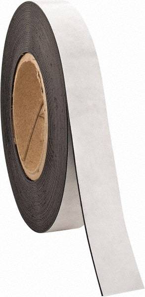 Made in USA - 50' Long x 1" Wide Flexible Magnetic Strip - 4 Lb Max Pull Force, Adhesive Back, Black - Industrial Tool & Supply