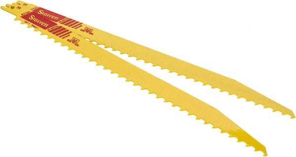 Starrett - 12" Long x 3/4" Thick, Bi-Metal Reciprocating Saw Blade - Tapered Profile, 3 TPI, Toothed Edge, Universal Shank - Industrial Tool & Supply