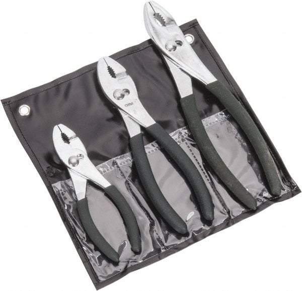 Value Collection - 3 Piece Slip Joint Plier Set - Comes in Plastic Pouch - Industrial Tool & Supply