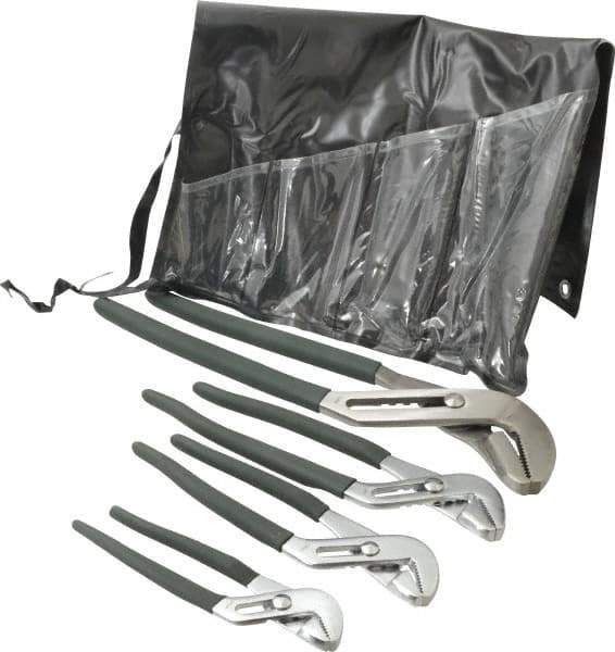 Value Collection - 4 Piece Tongue & Groove Plier Set - Comes in Plastic Pouch - Industrial Tool & Supply