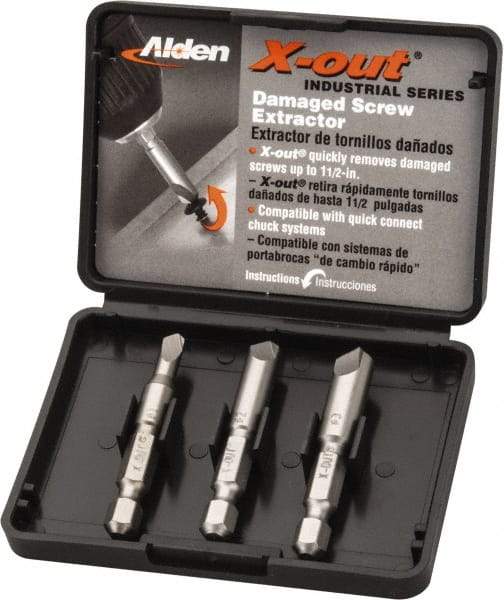 Alden - 3 Piece Quick-Connect Screw Extractor/Drill Set - Screw Range #6 to #14 - Industrial Tool & Supply