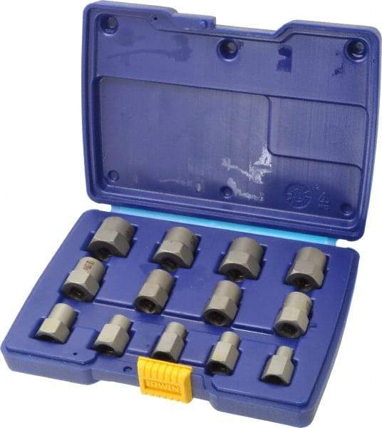 Irwin Hanson - 13 Piece Bolt Extractor Set - 3/8" Drive, Molded Plastic Case - Industrial Tool & Supply