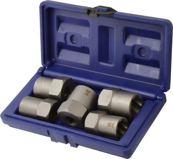 Irwin Hanson - 5 Piece Bolt Extractor Set - 1/2" Drive, Molded Plastic Case - Industrial Tool & Supply