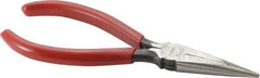 Urrea - 6-5/8" OAL, 1-55/64" Jaw Length x 23/32" Jaw Width, Long Nose Needle Nose Pliers - Serrated Jaw, Chain Nose Head, Rubber Grip Handles - Industrial Tool & Supply
