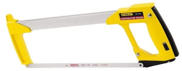 Stanley - 12" Hacksaw - 4-1/2" Throat Depth, Contoured Aluminum D-Style Handle - Industrial Tool & Supply