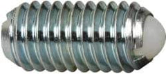 Vlier - M8x1.25, 5mm Ball Diam, 16mm Body Length, 1.5mm Max Ball Reach, Threaded Ball Plunger - Steel Body, Nylon Ball, 1.12 Lb Initial End Force, 2.25 Lb Final End Force, Locking Element - Industrial Tool & Supply