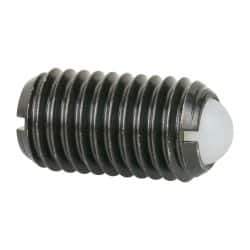 Vlier - M12x1.75, 8mm Ball Diam, 22mm Body Length, 2.5mm Max Ball Reach, Threaded Ball Plunger - Steel Body, Nylon Ball, 6.75 Lb Initial End Force, 12.36 Lb Final End Force - Industrial Tool & Supply