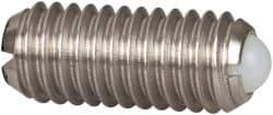 Vlier - M6x1.0, 3.5mm Ball Diam, 14mm Body Length, 1mm Max Ball Reach, Threaded Ball Plunger - Stainless Steel Body, Nylon Ball, 2.02 Lb Initial End Force, 2.92 Lb Final End Force - Industrial Tool & Supply