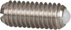 Vlier - M6x1.0, 3.5mm Ball Diam, 14mm Body Length, 1mm Max Ball Reach, Threaded Ball Plunger - Stainless Steel Body, Nylon Ball, 2.02 Lb Initial End Force, 2.92 Lb Final End Force - Industrial Tool & Supply