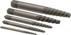 Interstate - 5 Piece Spiral Flute Screw Extractor Set - Screw Range 3/16 to 3/4" - Industrial Tool & Supply