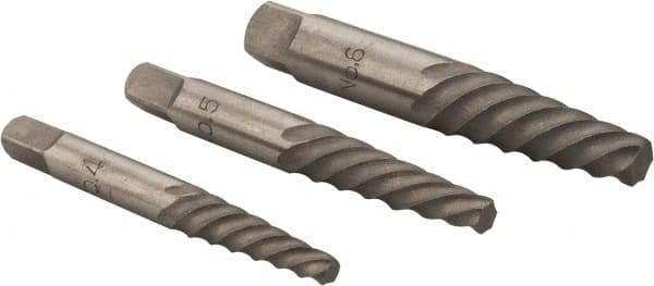Interstate - 3 Piece Spiral Flute Screw Extractor Set - Screw Range 7/16 to 1" - Industrial Tool & Supply