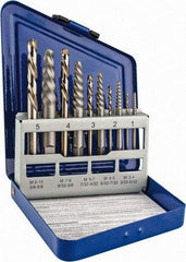 Irwin - 10 Piece Spiral Flute Screw Extractor & Drill Set - Screw Range 3/16 to 3/4" - Industrial Tool & Supply