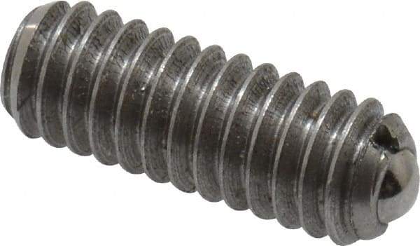 Vlier - 8-32, 0.094" Ball Diam, 0.445" Body Length, 0.025" Max Ball Reach, Threaded Ball Plunger - Stainless Steel Body, Stainless Steel Ball, 0.5 Lb Initial End Force, 1.25 Lb Final End Force - Industrial Tool & Supply
