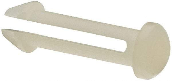 Made in USA - 0.095" Hole Diam, 0.45" OAL, Split Shank, Nylon Panel Rivet - 0.39" Length Under Head, 0.315" Material Thickness, 9/64" Head Diam - Industrial Tool & Supply