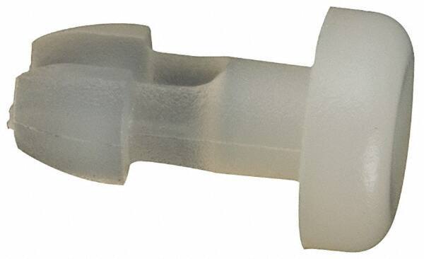 Made in USA - 0.09" Hole Diam, 0.3" OAL, Split Shank, Nylon Panel Rivet - 0.235" Length Under Head, 0.14" Material Thickness, 3/16" Head Diam - Industrial Tool & Supply