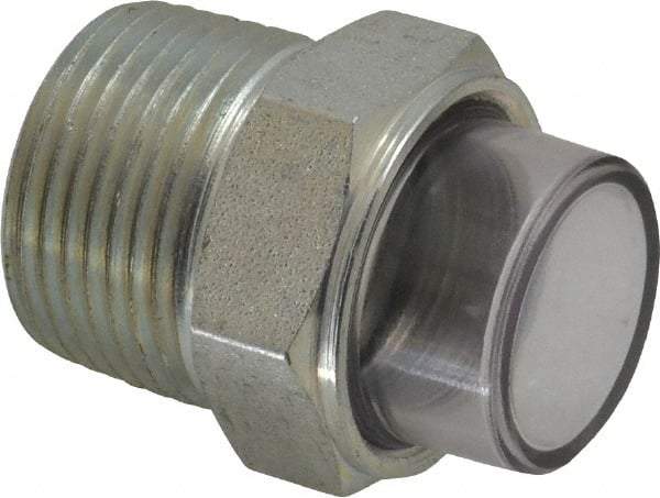 Trico - 1" Sight Diam, 3/4" Thread, 1-9/16" OAL, Viewport Sight Glass & Flow Sight - 1-1/8" Hex Head, With 3-D Lens - Industrial Tool & Supply