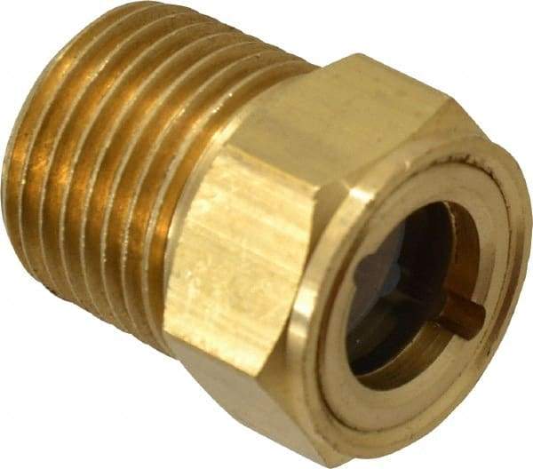 Trico - 1" Sight Diam, 1/2" Thread, 1-3/32" OAL, Viewport Sight Glass & Flow Sight - 7/8" Hex Head, With Baffle - Industrial Tool & Supply