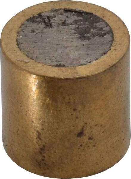 Mag-Mate - 1/2" Diam x 1/2" High, 3-1/2 Lb Average Pull Force, 7 Lb Max Pull Force, Neodymium Rare Earth Shielded Magnet - Brass Shield, 0.062" Shielding Wall Thickness - Industrial Tool & Supply