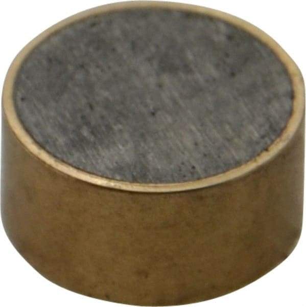 Mag-Mate - 3/4" Diam x 3/8" High, 6-1/2 Lb Average Pull Force, 13 Lb Max Pull Force, Neodymium Rare Earth Shielded Magnet - Brass Shield, 0.062" Shielding Wall Thickness - Industrial Tool & Supply