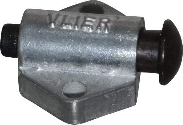 Vlier - 7/8" Base Width, 1/8" Stroke Len, 3/8" Stop Head OD, 21/32" Btw Mt Hole Ctrs, 19/32" Btw Mt Hole & Edge, Round Spring Locating Stop - 11/16" Body Len x 7/8" Body Width, 7/32" Base Thickness, 5.13 Lb Init, 10 Lb Mid, 14.9 Lb Final End Force - Industrial Tool & Supply