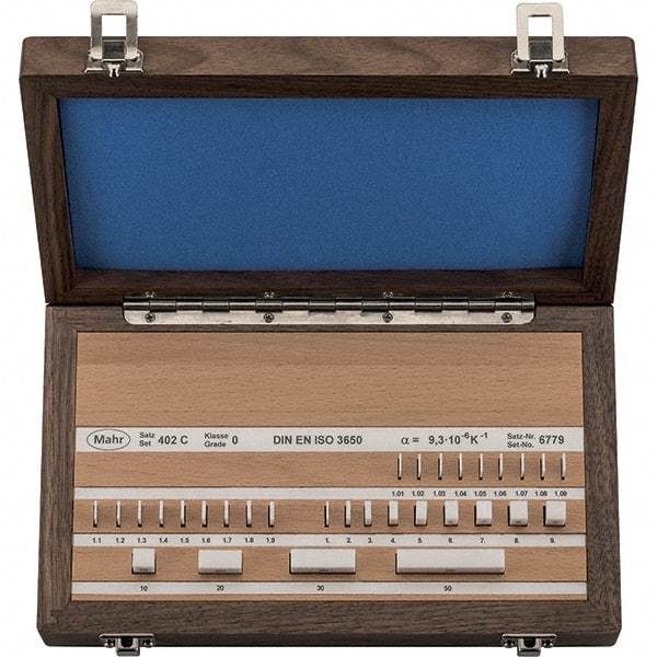 Mahr - 32 Piece, 1 to 50mm, Grade 2, Ceramic Gage Block Set - Rectangular - Industrial Tool & Supply