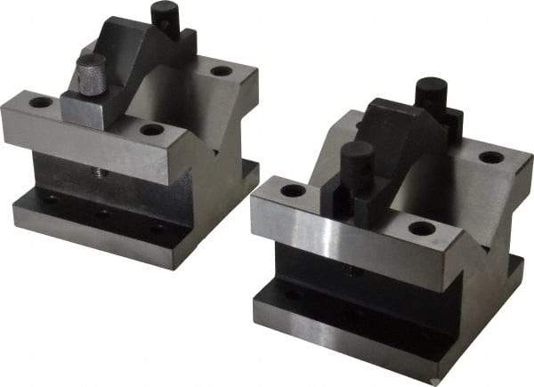 Value Collection - 2-9/16" Max Capacity, 90° Angle, Hardened Steel V-Block - 4-1/8" Long x 4-1/8" Wide x 3-1/16" High, Sold as 2 Block Set - Industrial Tool & Supply
