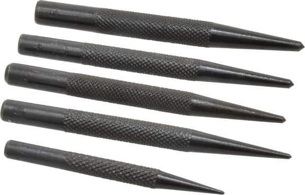 Value Collection - 5 Piece, 1/16 to 5/32", Center Punch Set - Round Shank, Comes in Vinyl Pouch - Industrial Tool & Supply