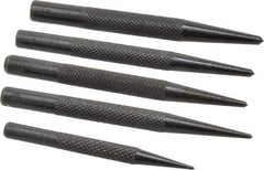 Value Collection - 5 Piece, 1/16 to 5/32", Center Punch Set - Round Shank, Comes in Vinyl Pouch - Industrial Tool & Supply