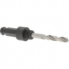 Milwaukee Tool - 5/8 to 1-3/16" Tool Diam Compatibility, Straight Shank, Steel Integral Pilot Drill, Hole Cutting Tool Arbor - 1/2" Min Chuck, Hex Shank Cross Section, Threaded Shank Attachment, For Hole Saws - Industrial Tool & Supply