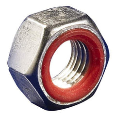 APM HEXSEAL - #6-32 Thread, 5/16" Wide x 7/32" High, Brass Self Sealing Hex Jam Nut - Nickel Plated, Silicone O Ring, Right Hand, UNC Thread - Industrial Tool & Supply