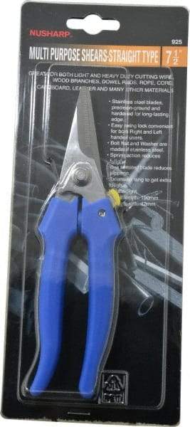 Value Collection - 3" LOC, 7-1/2" OAL Light Duty Shears - Ambidextrous, Plastic Straight Handle, For General Purpose Use - Industrial Tool & Supply