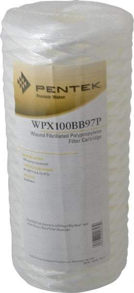 Pentair - 4-1/2" OD, 100µ, Fibrillated Polypropylene String-Wound Cartridge Filter - 9-7/8" Long, Reduces Sediments - Industrial Tool & Supply