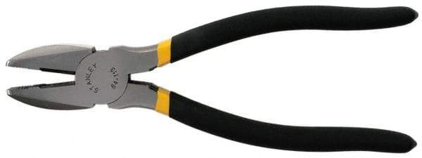Stanley - 8-3/4" OAL, 1-15/32" Jaw Length, Side Cutting Linesman's Pliers - Serrated Jaw, Round Nose Head, Dual Dipped Handles - Industrial Tool & Supply