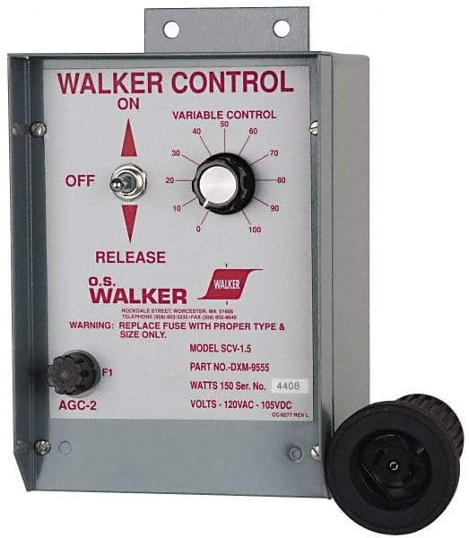 Walker - 150 W, 115 V Electromagnetic Chuck Variable Power Control - Use With Machine Mounting, Not Automatic Release, 110 V, DC Max Output Voltage - Industrial Tool & Supply