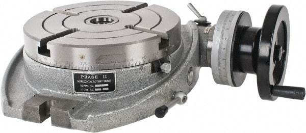 Phase II - 8" Table Diam, Horizontal Rotary Machining Table - 3MT Center Taper, 0.465" T-Slot Width - Industrial Tool & Supply