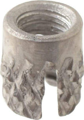 E-Z LOK - #2-56 UNC Stainless Steel Flush Press Fit Threaded Insert for Plastic - 5/32" OAL, 0.135" Insert Diam, 1/8" Hole Diam, 1/8" Drill - Industrial Tool & Supply