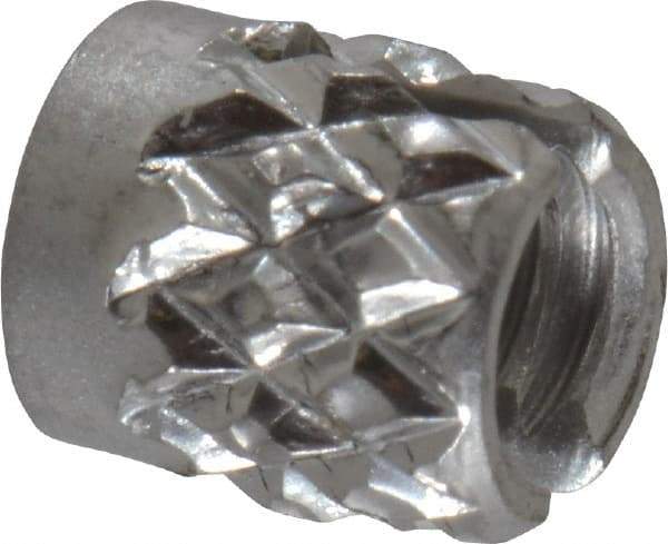 E-Z LOK - #4-40 UNC Stainless Steel Flush Press Fit Threaded Insert for Plastic - 3/16" OAL, 0.166" Insert Diam, 5/32" Hole Diam, 5/32" Drill - Industrial Tool & Supply