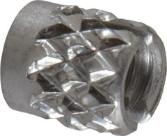 E-Z LOK - #4-40 UNC Stainless Steel Flush Press Fit Threaded Insert for Plastic - 3/16" OAL, 0.166" Insert Diam, 5/32" Hole Diam, 5/32" Drill - Industrial Tool & Supply