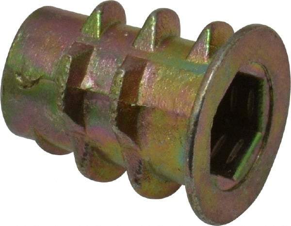 E-Z LOK - #8-32, Zinc Alloy Flanged Hex Drive Insert - 15/64" Drill, 0.2362" Hole Diam, 0.3937" Long, 3/8" Min Grip, M4 Hex - Industrial Tool & Supply