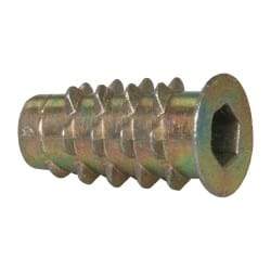 E-Z LOK - #10-24, Zinc Alloy Flanged Hex Drive Insert - 9/32" Drill, 0.2756" Hole Diam, 0.7874" Long, 3/4" Min Grip, M5 Hex - Industrial Tool & Supply