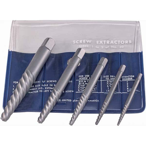 Cle-Line - Bolt Extractor Sets Tool Type: Screw Extractor Number of Pieces: 5.000 - Industrial Tool & Supply